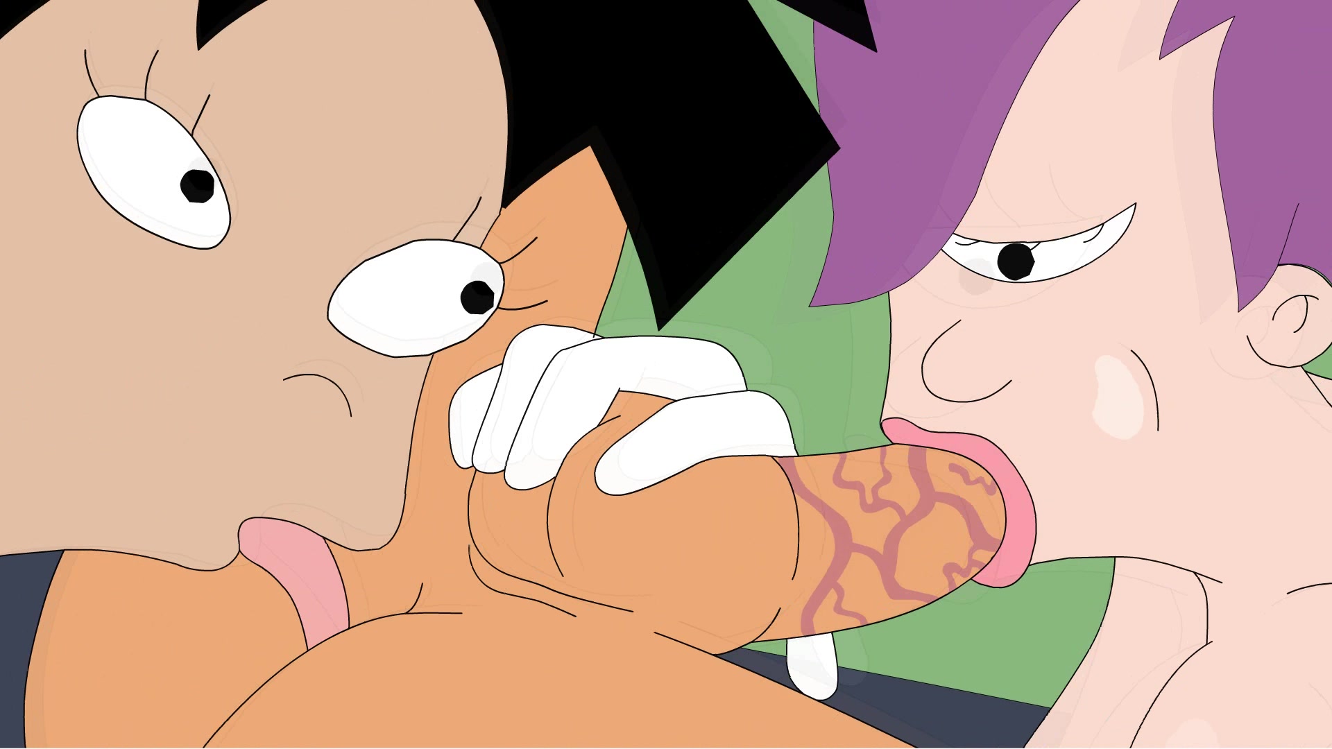 Futurama porn cartoon - Amy Wong and Leela in hardcore orgy